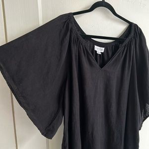 Velvet by Graham & Spencer Black Linen Boho top size XL